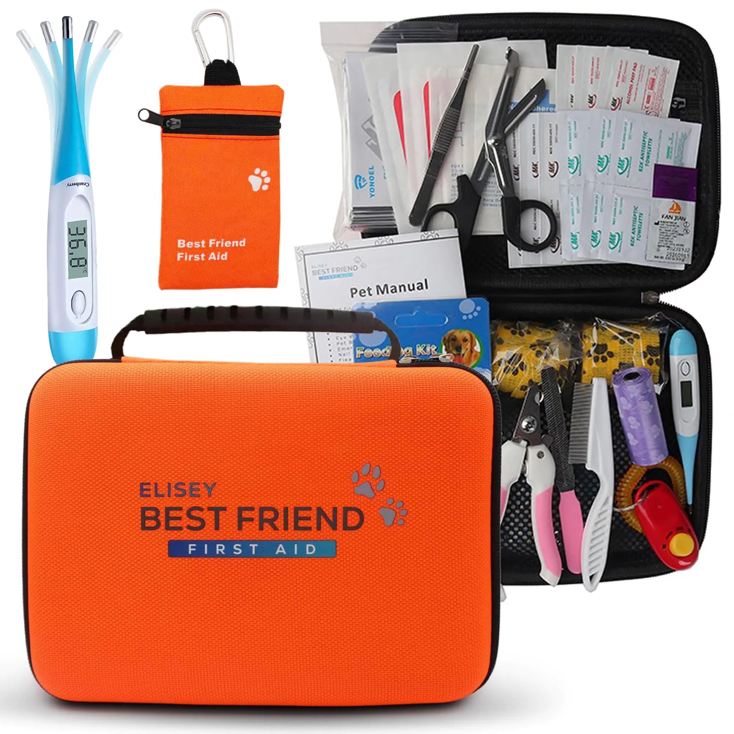 Elisey Pet First Aid Kit – Emergency Travel Kit for Dogs, Cats & Rabbits with Bandages, Feeder & Essentials – Compact & Portable