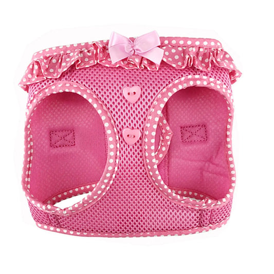 Pink Polka Dot No-Choke Mesh Dog Harness – Step-In Design for Small and Medium Dogs

